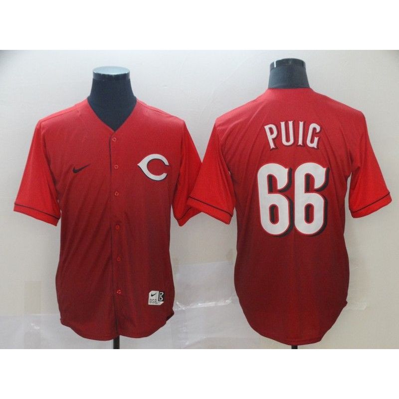 Cheap Yasiel Puig Reds Jersey From China Fade #66