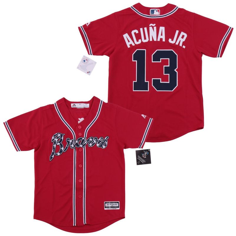 Cheap Ronald Acuna Jr Braves Youth Jersey From China Red #13