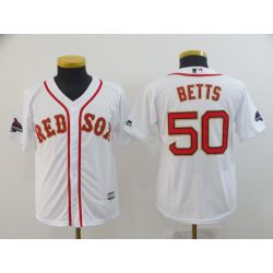 Cheap Mookie Betts Red Sox Youth Jersey From China White red letters with gold line #50