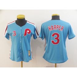 Cheap Bryce Harper Phillies Women Jersey From China Blue #3