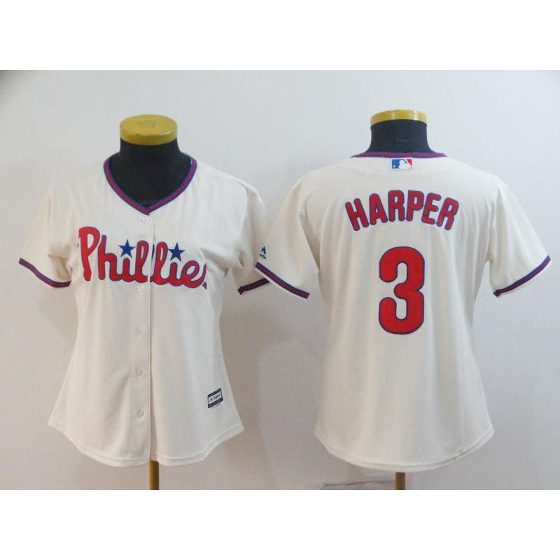 Cheap Bryce Harper Phillies Women Jersey From China Cream #3