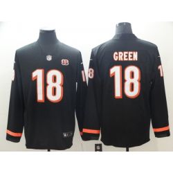 Cheap AJ Green Bengals Therma Long Sleeve Jersey From China #18 Black