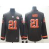 Cheap Denzel Ward Browns Therma Long Sleeve Jersey From China #21 Brown