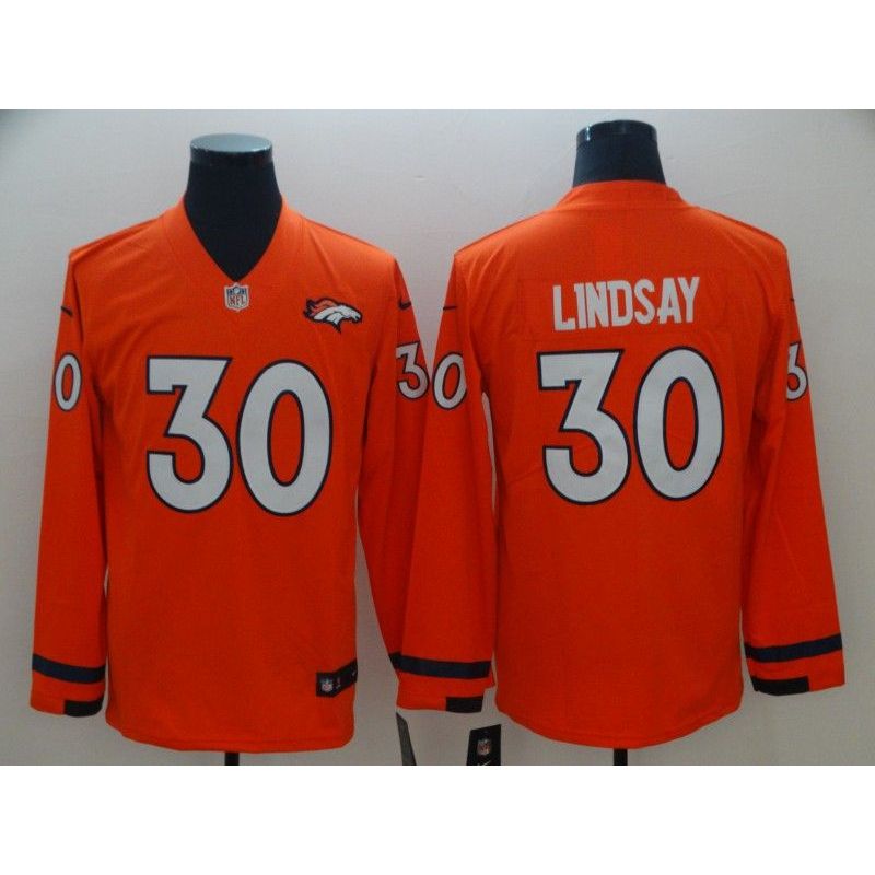 Cheap Phillip Lindsay Broncos Therma Long Sleeve Jersey From China #30 Orange