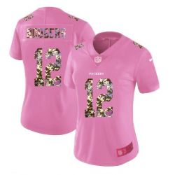 Cheap Aaron Rodgers Packers Pink Jersey From China Camouflage Font with Love Heart #12