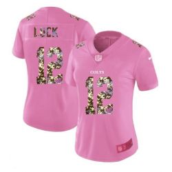 Cheap Andrew Luck Colts Pink Jersey From China Camouflage Font with Love Heart #12