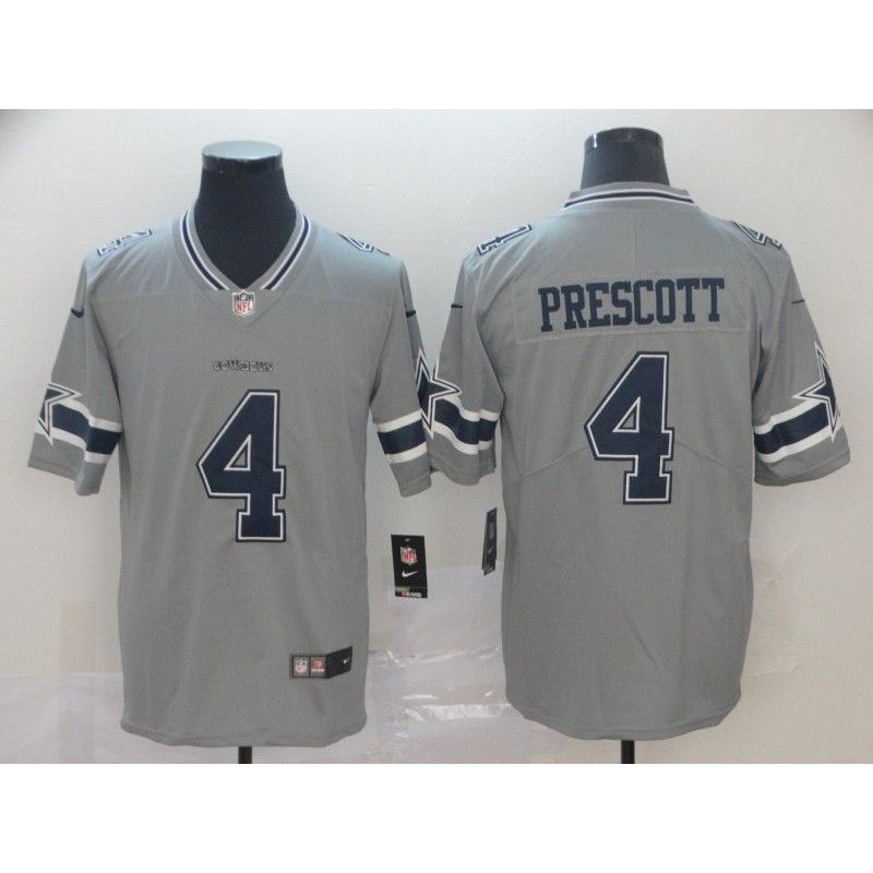 Cheap Dak Prescott Cowboys Jersey From China 2019 new Grey Inverted Legend in Men Women Youth Size #4