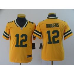 Cheap Aaron Rodgers Packers Jersey From China 2019 new Gold Inverted Legend in Men Women Youth Size #12