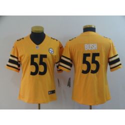 Cheap Devin Bush Steelers Jersey From China 2019 new Gold Inverted Legend in Men Women Youth Size #55