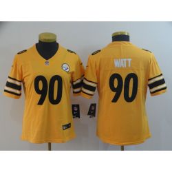 Cheap TJ Watt Steelers Jersey From China 2019 new Gold Inverted Legend in Men Women Youth Size #90