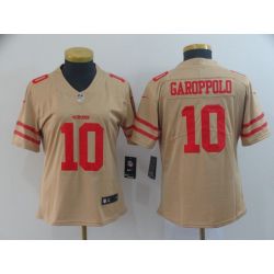 Cheap Jimmy Garoppolo 49ers Jersey From China 2019 new Gold Inverted Legend in Men Women Youth Size #10