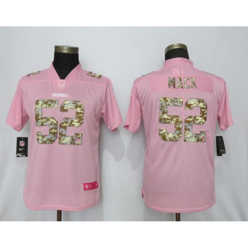 Cheap Khalil Mack Bears Women Jersey From China Pink Camo Font with Love Heart #52