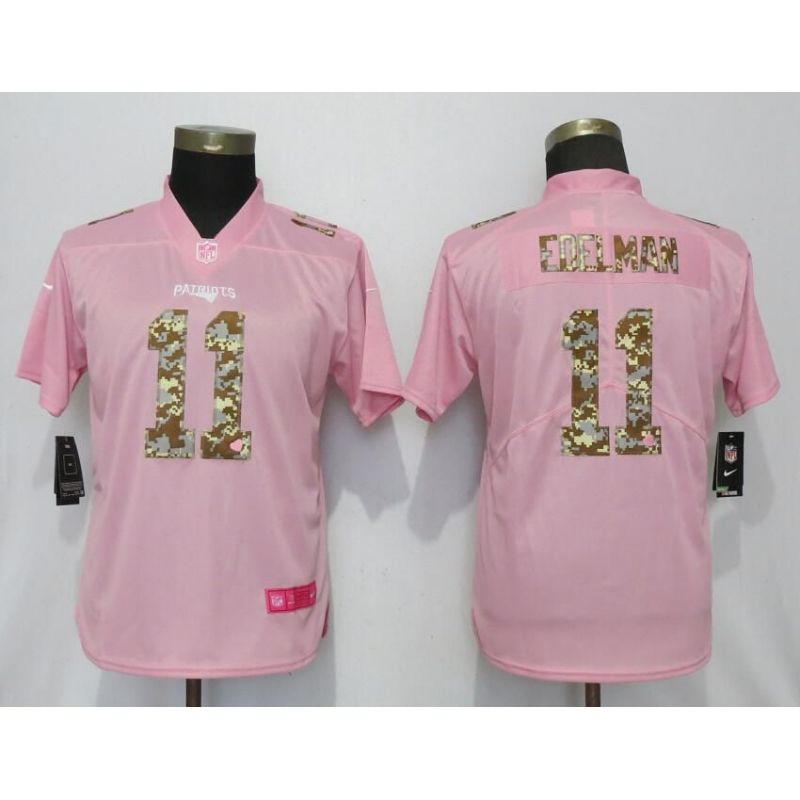 Cheap Julian Edelman Patriots Women Jersey From China Pink Camo Font with Love Heart #11