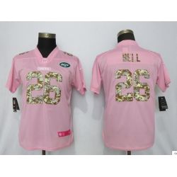 Cheap LeVeon Bell Jets Women Jersey From China Pink Camo Font with Love Heart #26