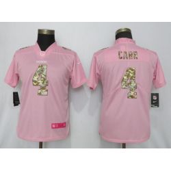 Cheap Derek Carr Raiders Women Jersey From China Pink Camo Font with Love Heart #4