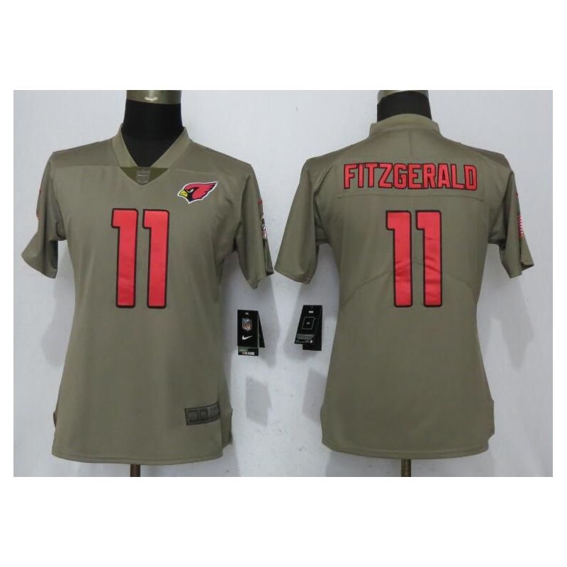 Cheap Larry Fitzgerald Cardinals Women Jersey From China Olive Salute To Service #11