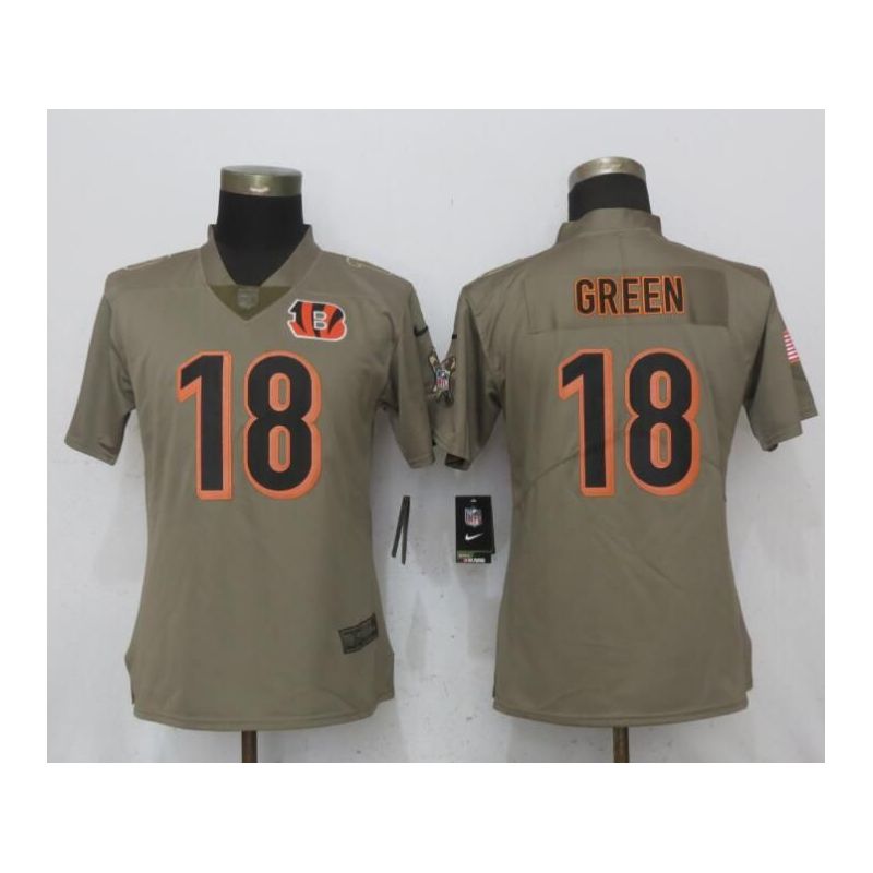 Cheap AJ Green Bengals Women Jersey From China Salute To Service #18