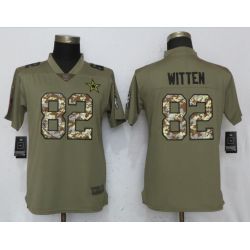 Cheap Jason Witten Cowboys Women Jersey From China Olive Salute To Service #82