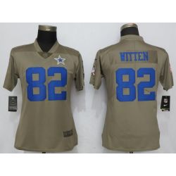 Cheap Jason Witten Cowboys Women Jersey From China Olive Salute To Service #82