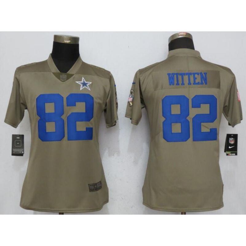 Cheap Jason Witten Cowboys Women Jersey From China Olive Salute To Service #82