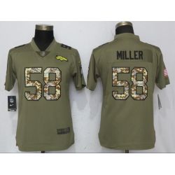 Cheap Von Miller Broncos Women Jersey From China Olive Salute To Service #58