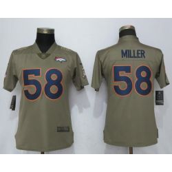 Cheap Von Miller Broncos Women Jersey From China Olive Salute To Service #58