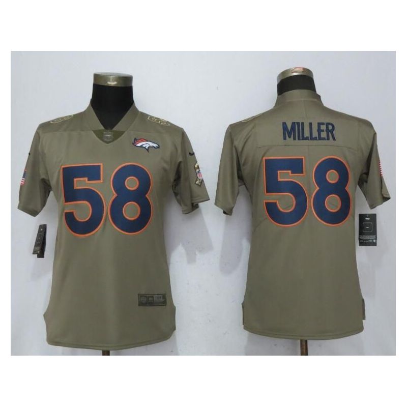 Cheap Von Miller Broncos Women Jersey From China Olive Salute To Service #58