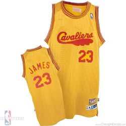 Cheap LeBron James Cavaliers Jersey #23 Throwback Yellow From China