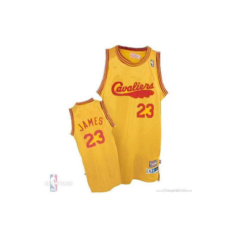 Cheap LeBron James Cavaliers Jersey #23 Throwback Yellow From China