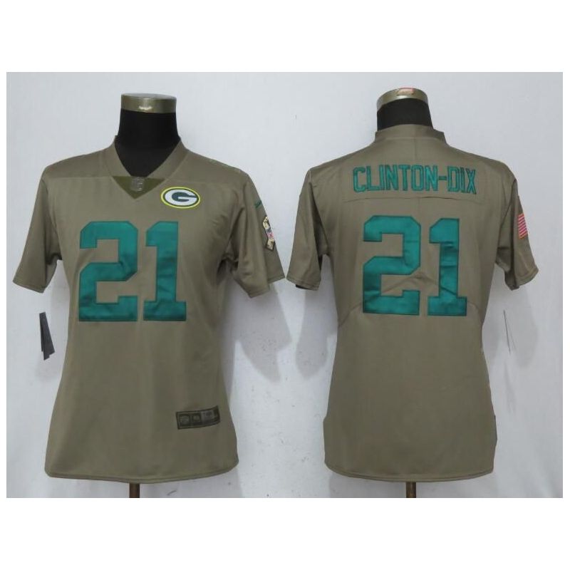 Cheap Ha Ha Clinton Dix Packers Women Jersey From China Olive Salute To Service #21