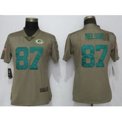 Cheap Jordy Nelson Packers Women Jersey From China Olive Salute To Service #87