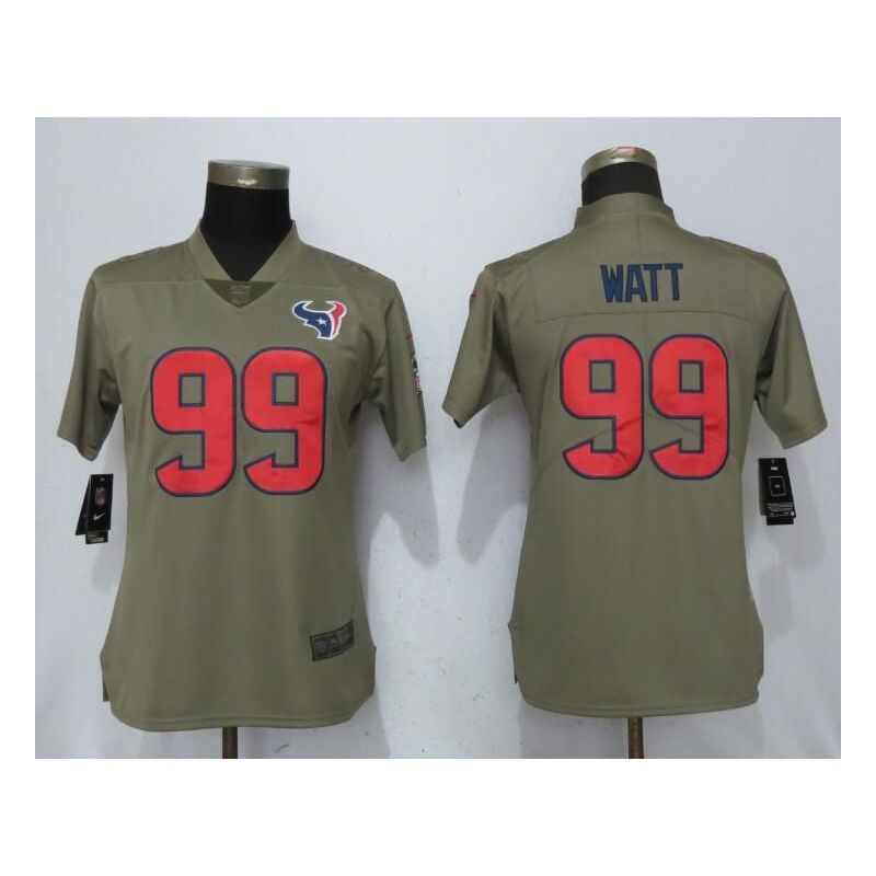 Cheap JJ Watt Texans Women Jersey From China Olive Salute To Service #99