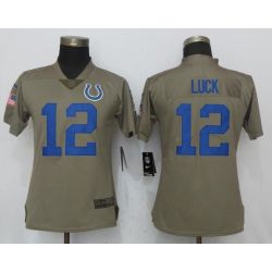 Cheap Andrew Luck Colts Women Jersey From China Olive Salute To Service #12