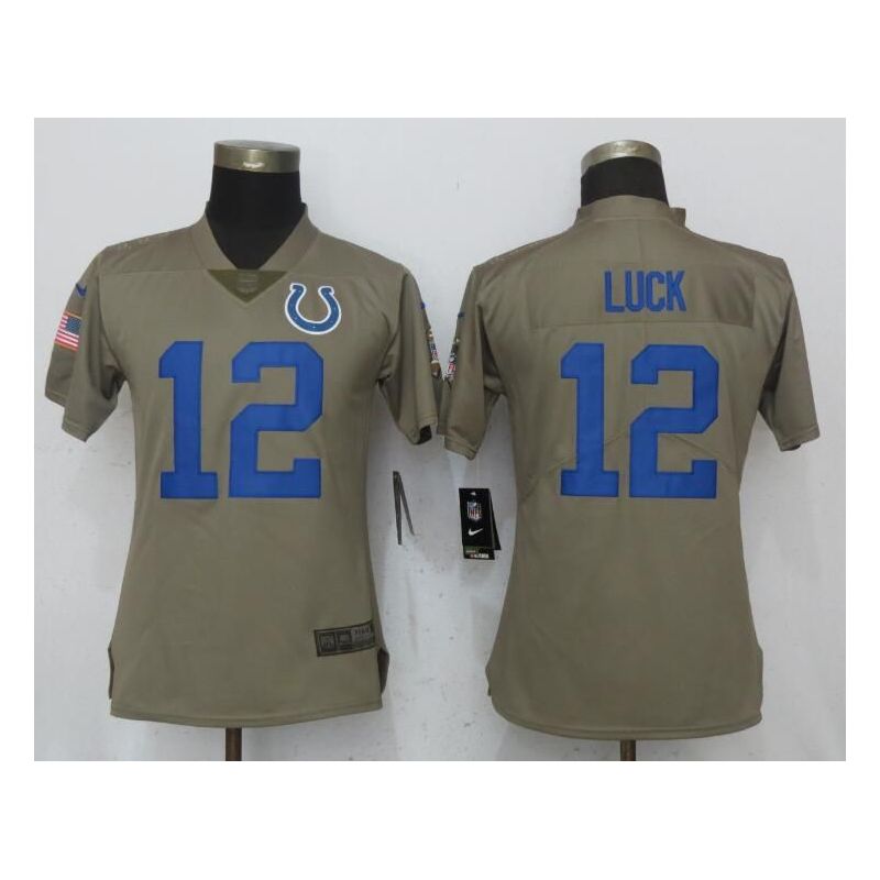 Cheap Andrew Luck Colts Women Jersey From China Olive Salute To Service #12