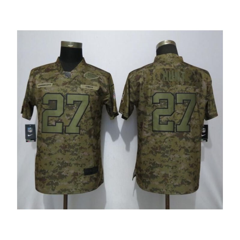 Cheap Kareem Hunt Chiefs Women Jersey From China Pink Camouflage Font with Love Heart #27