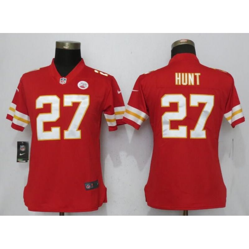 Cheap Kareem Hunt Chiefs Women Jersey From China Pink Camouflage Font with Love Heart #27