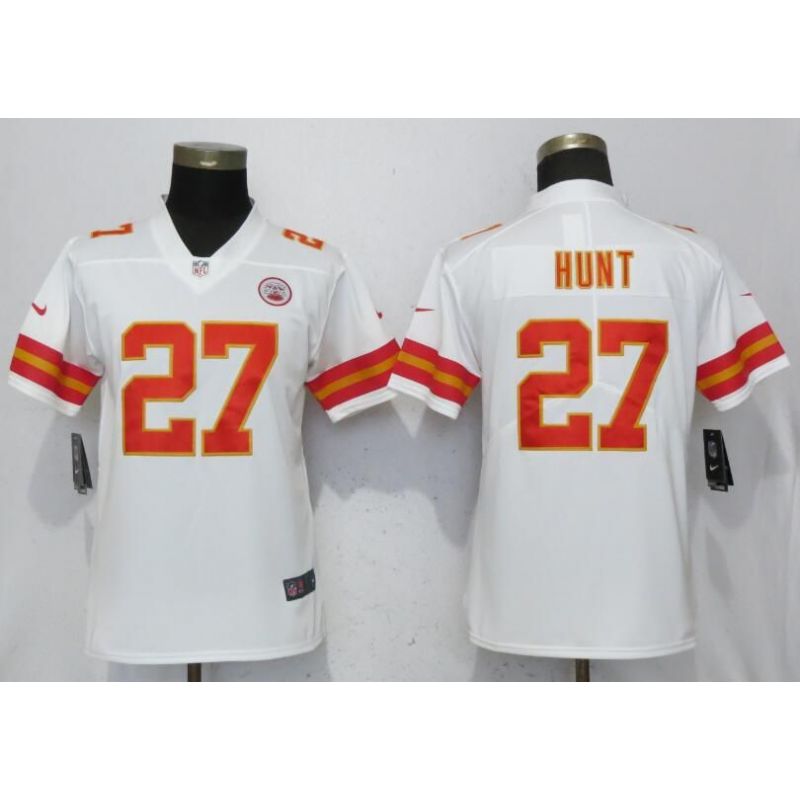 Cheap Kareem Hunt Chiefs Women Jersey From China Pink Camouflage Font with Love Heart #27