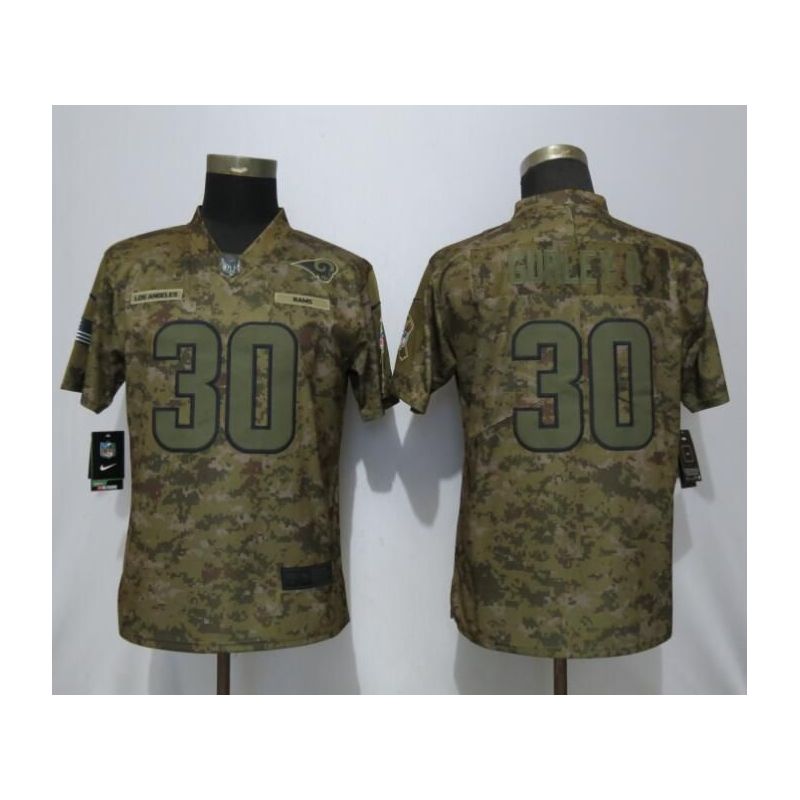 Cheap Todd Gurley II Rams Women Jersey From China Olive Salute To Service #30