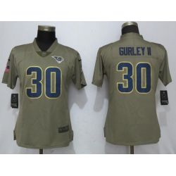 Cheap Todd Gurley II Rams Women Jersey From China Olive Salute To Service #30