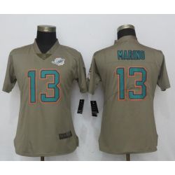 Cheap Dan Marino Dolphins Women Jersey From China Olive Salute To Service #13