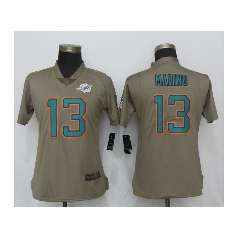 Cheap Dan Marino Dolphins Women Jersey From China Olive Salute To Service #13