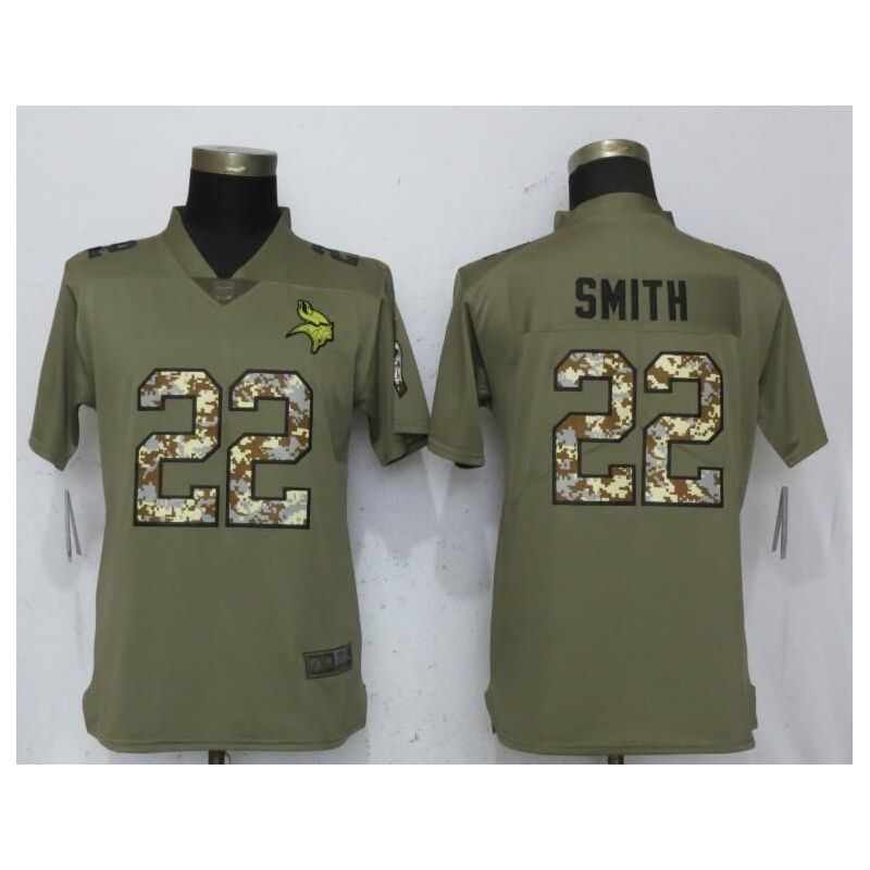 Cheap Harrison Smith Vikings Women Jersey From China Olive Salute To Service #22