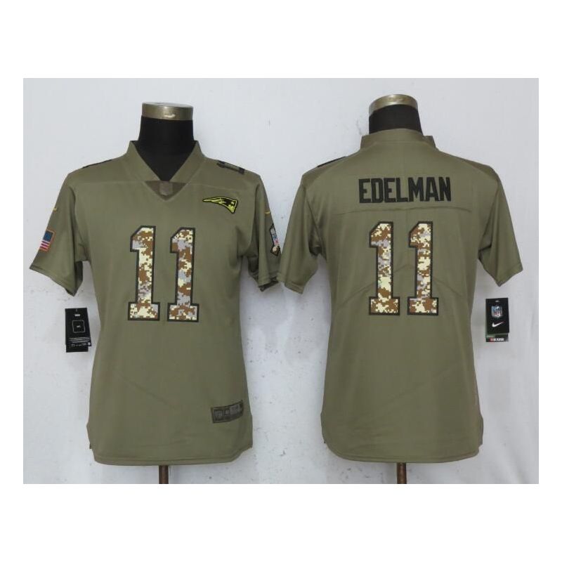 Cheap Julian Edelman Patriots Women Jersey From China Olive Salute To Service #11