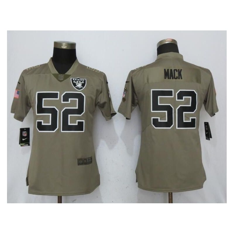 Cheap Khalil Mack Raiders Women Jersey From China Olive Salute To Service #52