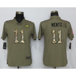 Cheap Carson Wentz Eagles Women Jersey From China Olive Salute To Service #11