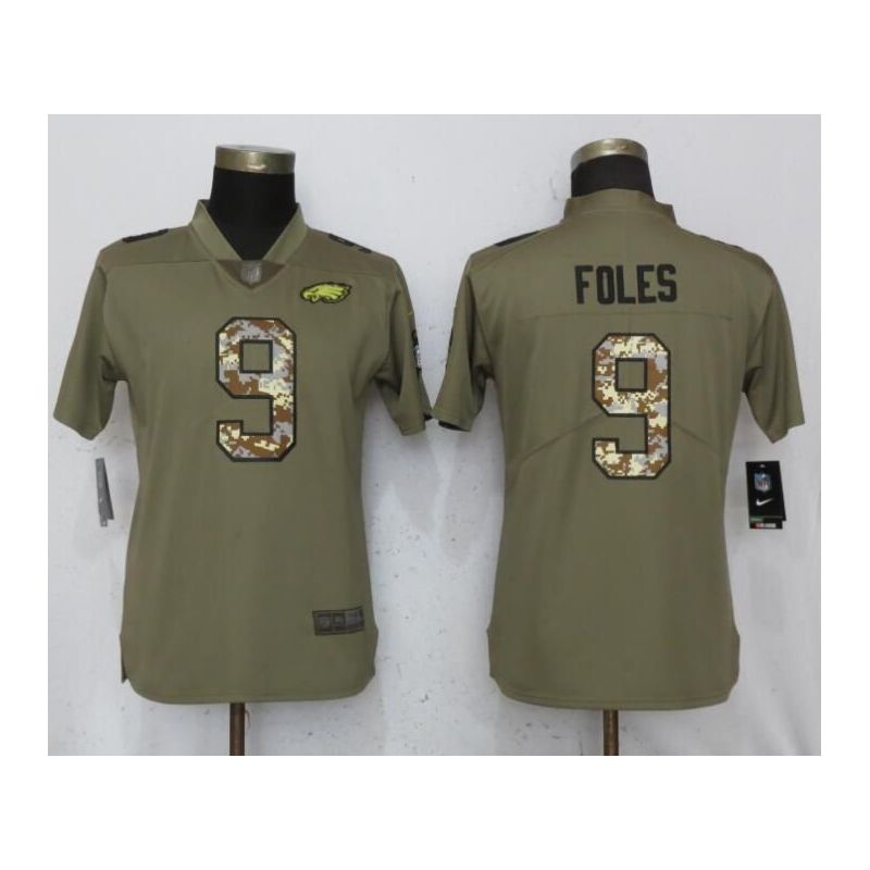 Cheap Nick Foles Eagles Women Jersey From China Pink Camouflage Font with Love Heart #9