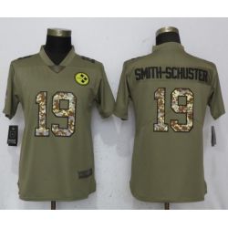 Cheap JuJu Smith-Schuster Steelers Women Jersey From China Pink Camouflage Font with Love Heart #19