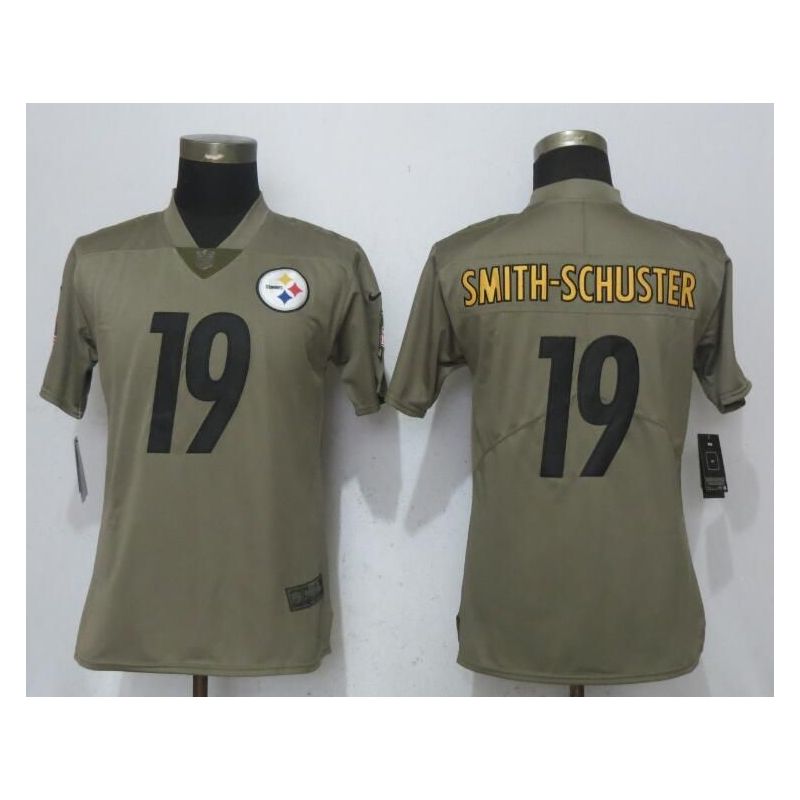 Cheap JuJu Smith-Schuster Steelers Women Jersey From China Pink Camouflage Font with Love Heart #19