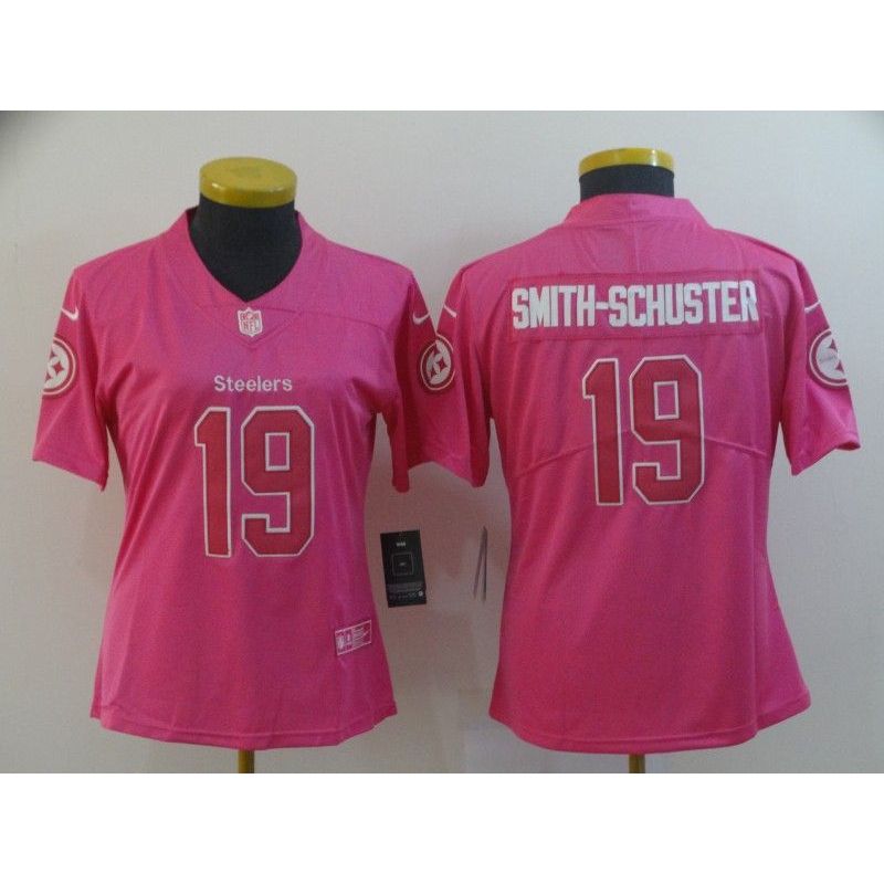 Cheap JuJu Smith-Schuster Steelers Women Jersey From China Pink Camouflage Font with Love Heart #19