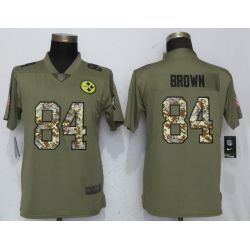 Cheap Antonio Brown Steelers Women Jersey From China Pink Camouflage Font with Love Heart #84